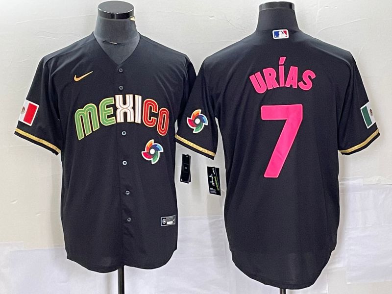 Men 2023 World Cub Mexico #7 Urias Black pink Nike MLB Jersey15